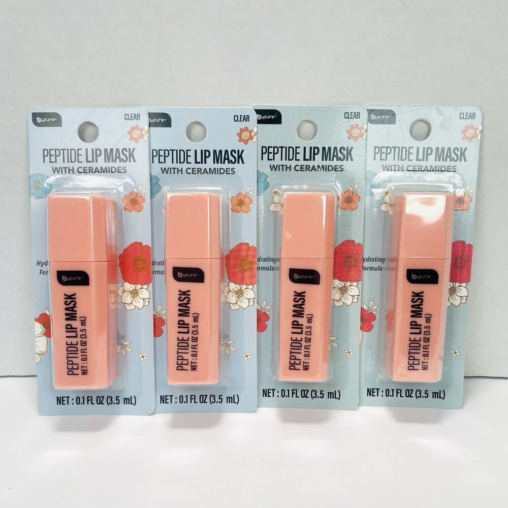 4 Pk B.Pure PEPTIDE LIP MASK with Ceramides Clear Hydrating Formula 0.1 oz Each